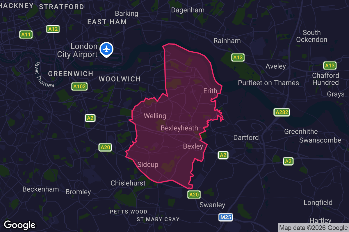 Map of Bexley borough