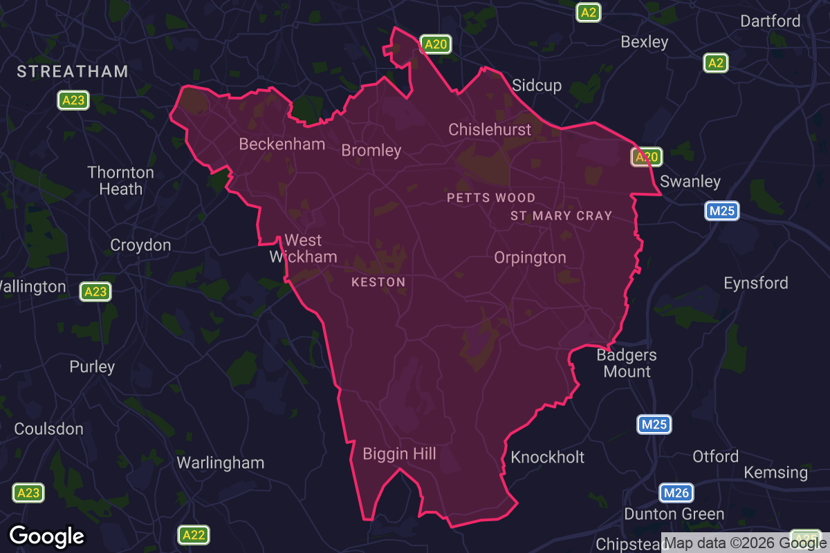 Map of Bromley borough