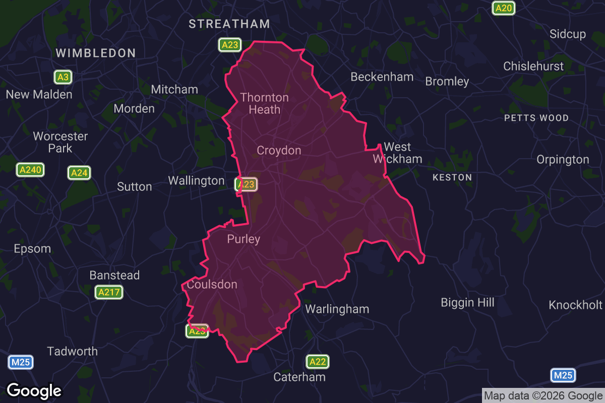 Map of Croydon borough