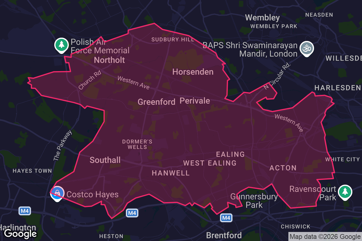 Map of Ealing borough