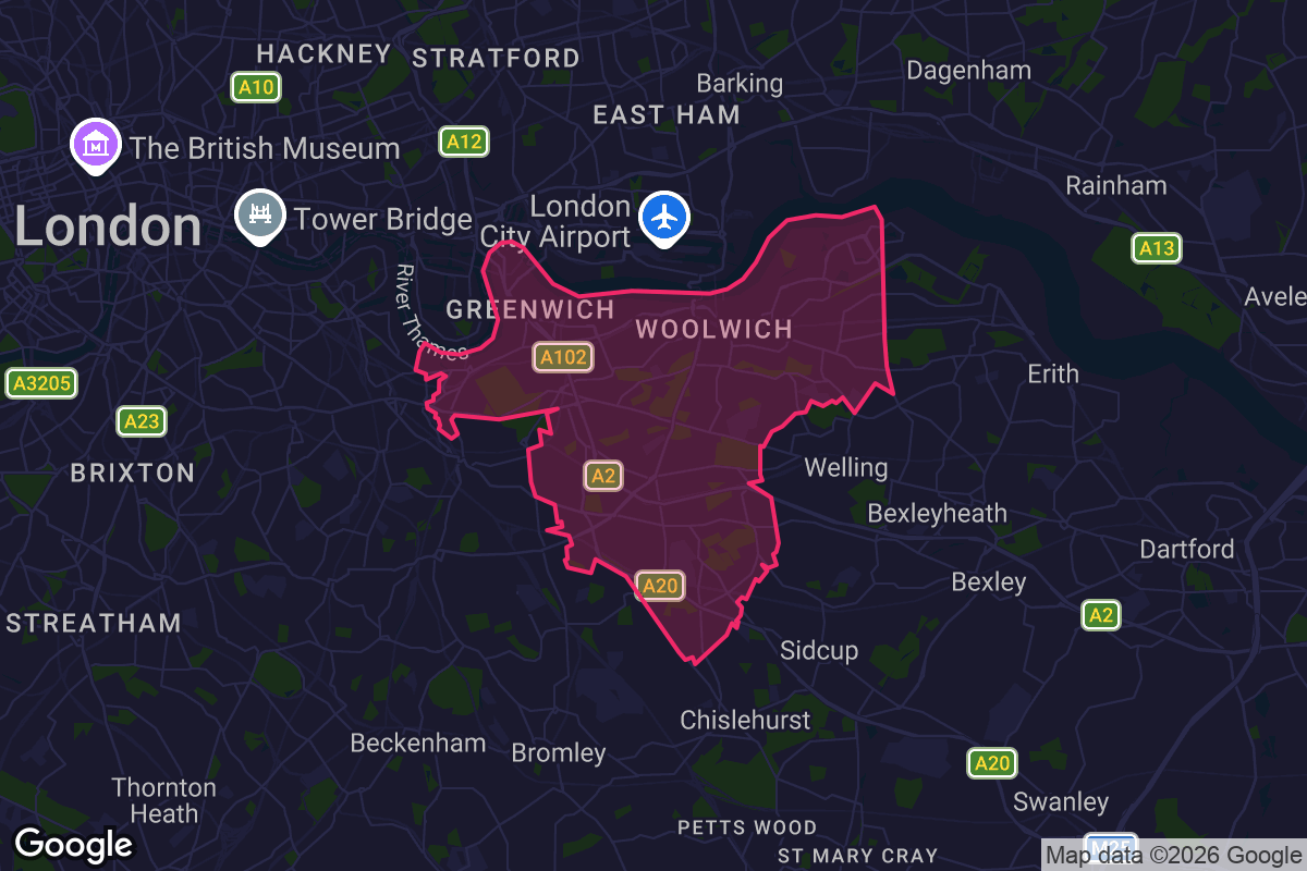 Map of Greenwich borough