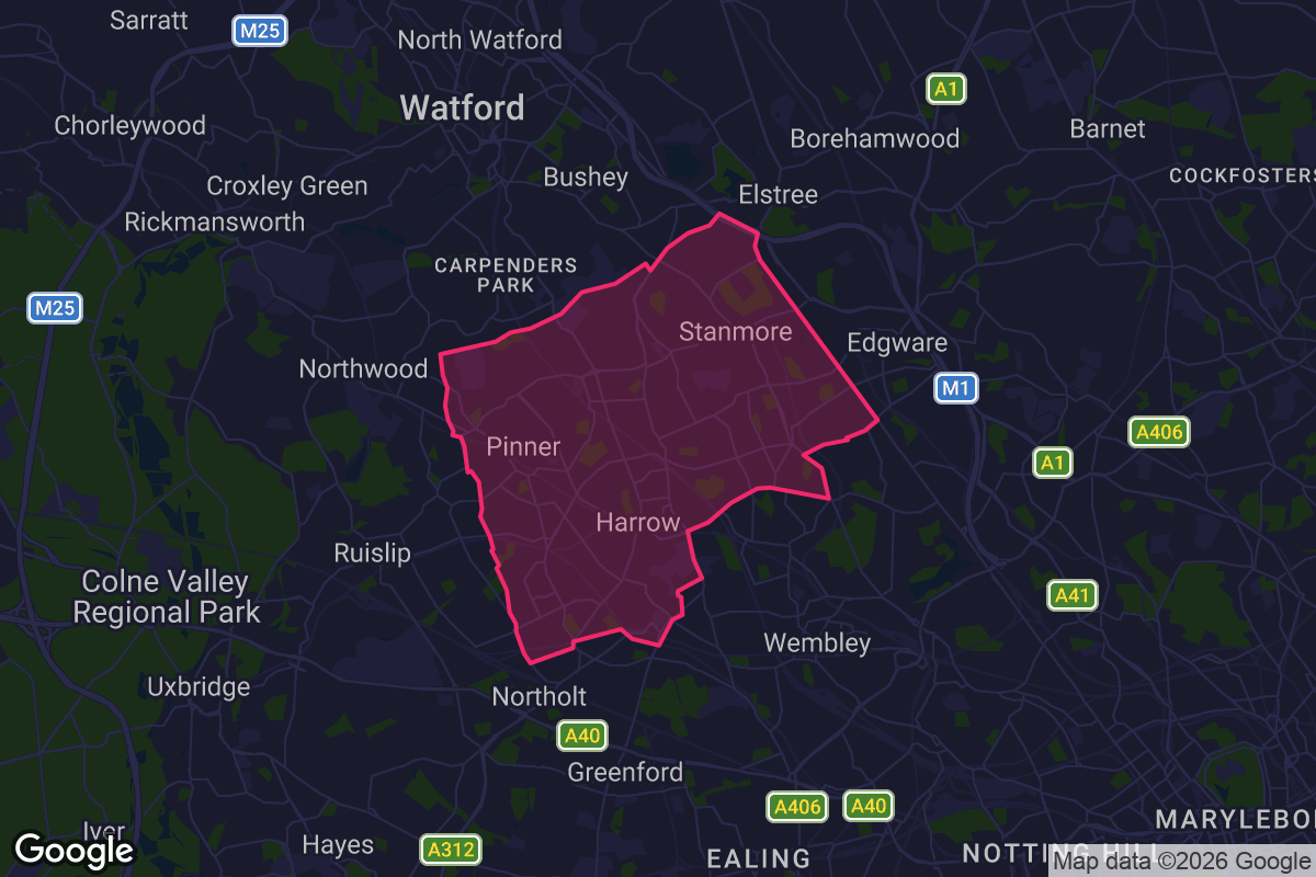 Map of Harrow borough