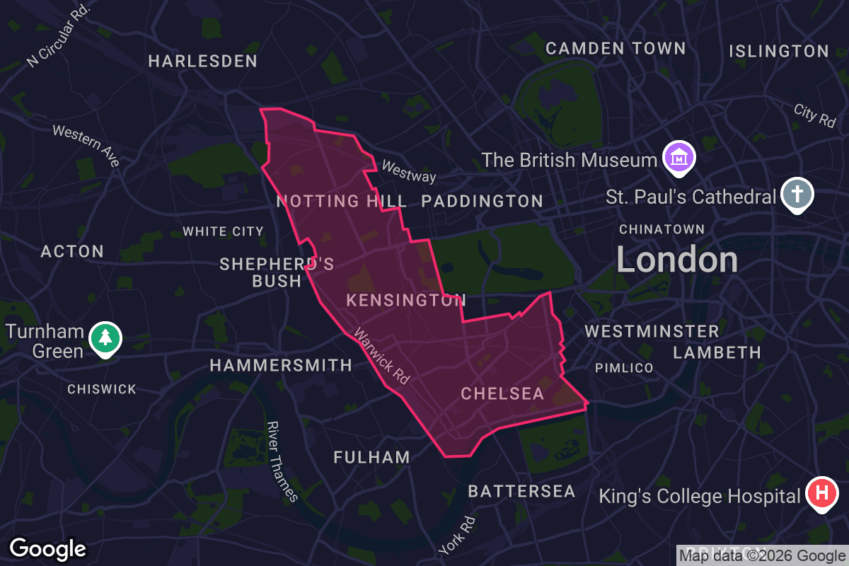 Map of Kensington and Chelsea borough