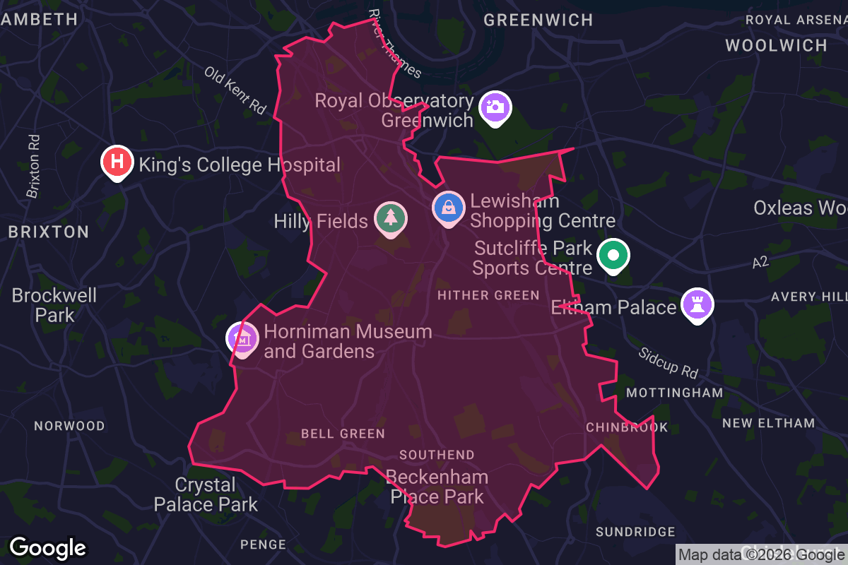 Map of Lewisham borough