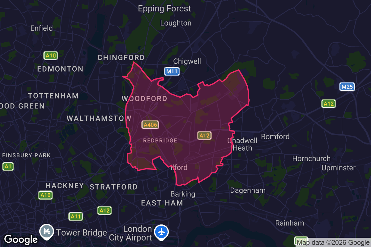 Map of Redbridge borough