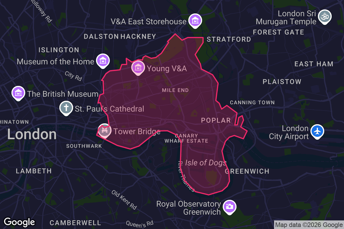 Map of Tower Hamlets borough