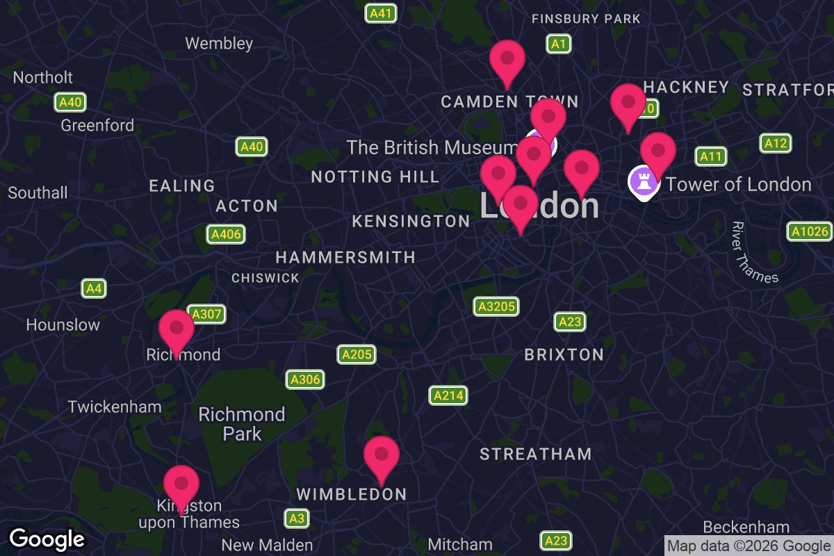 Map of Curzon cinema locations across London