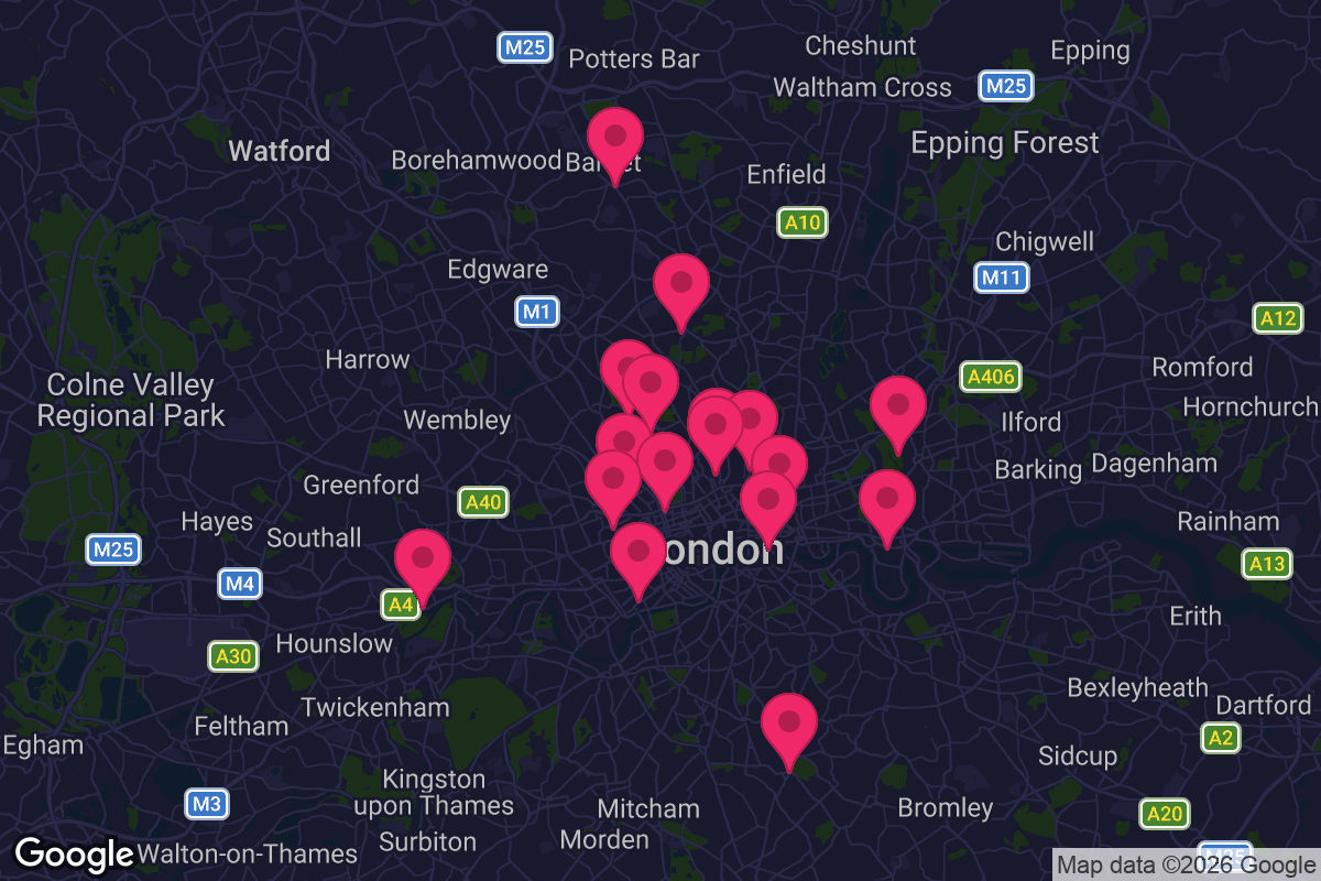 Map of Everyman cinema locations across London