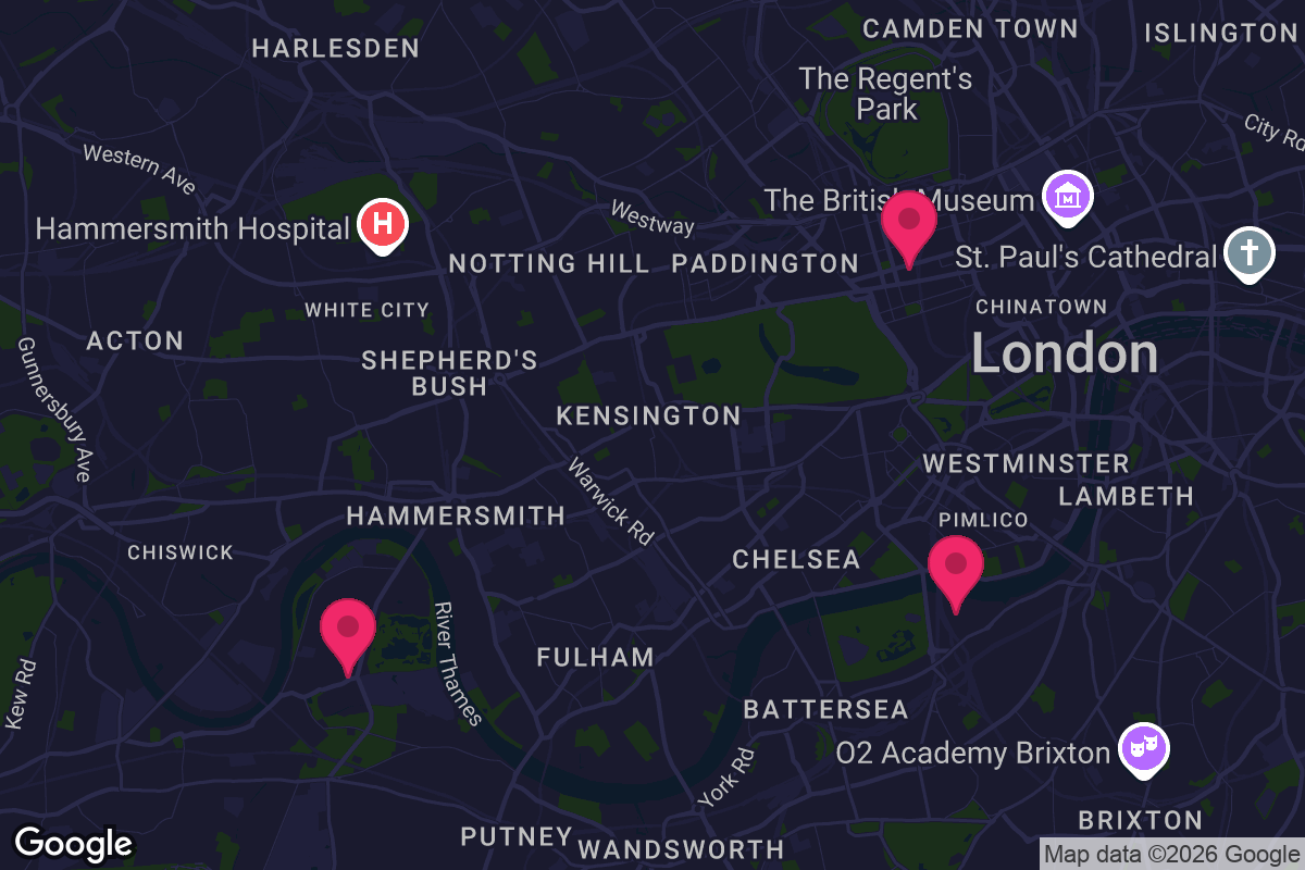 Map of Olympic Studios cinema locations across London