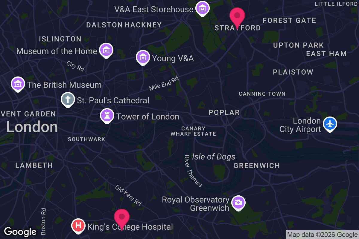 Map of Rooftop Cinema Club cinema locations across London