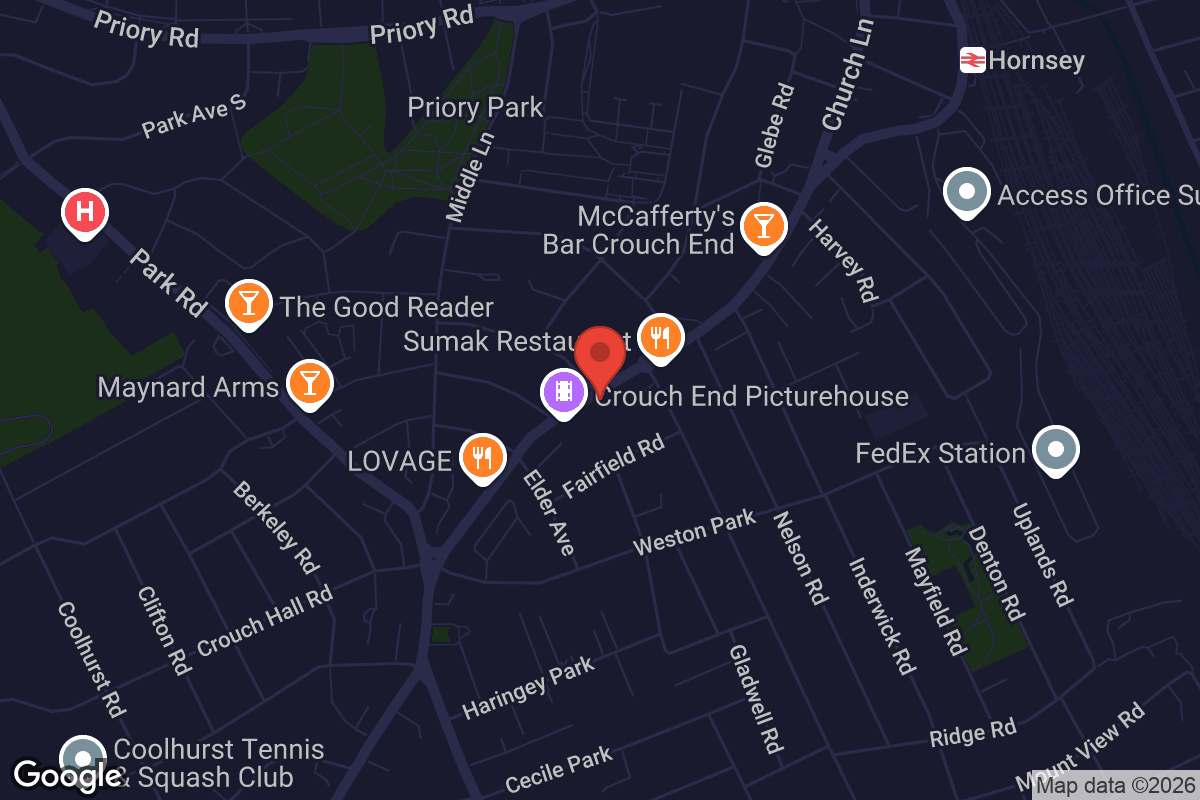 Map showing location of ArtHouse Crouch End