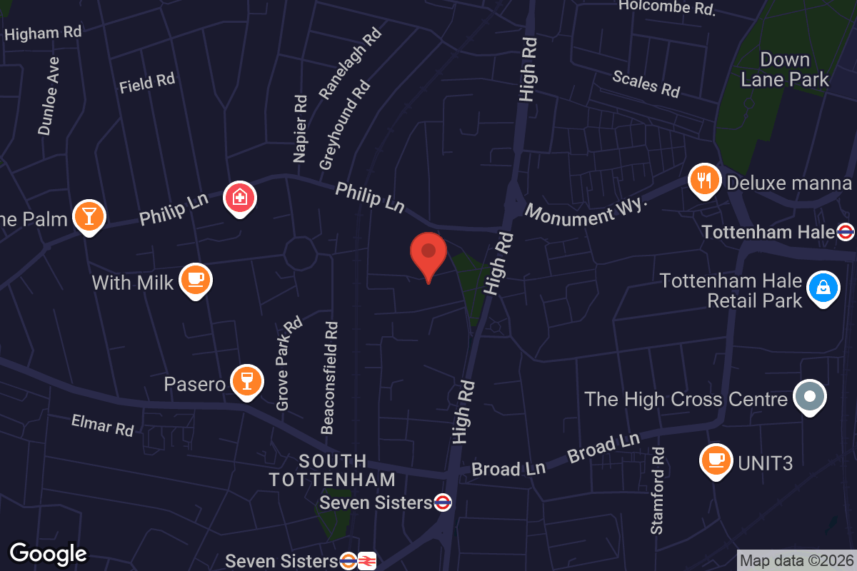 Map showing location of Bernie Grant Arts Centre