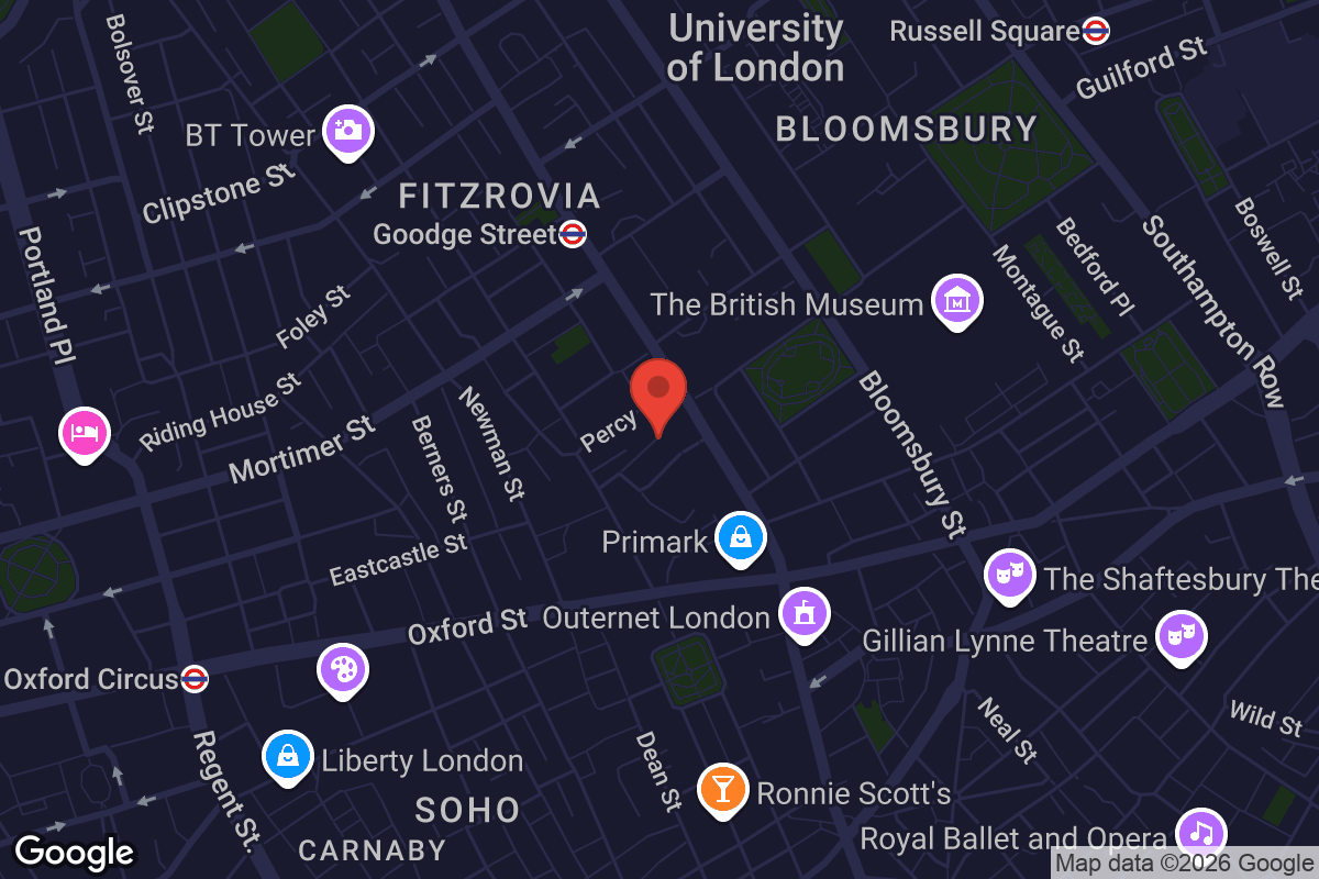 Map showing location of BFI Stephen Street