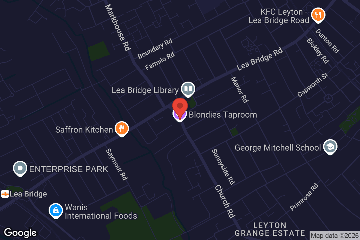 Map showing location of Blondies Brewery
