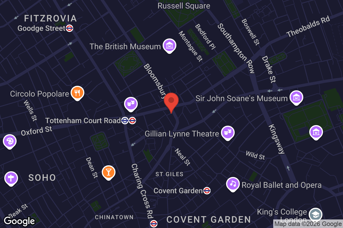 Map showing location of Bloomsbury Central Baptist Church