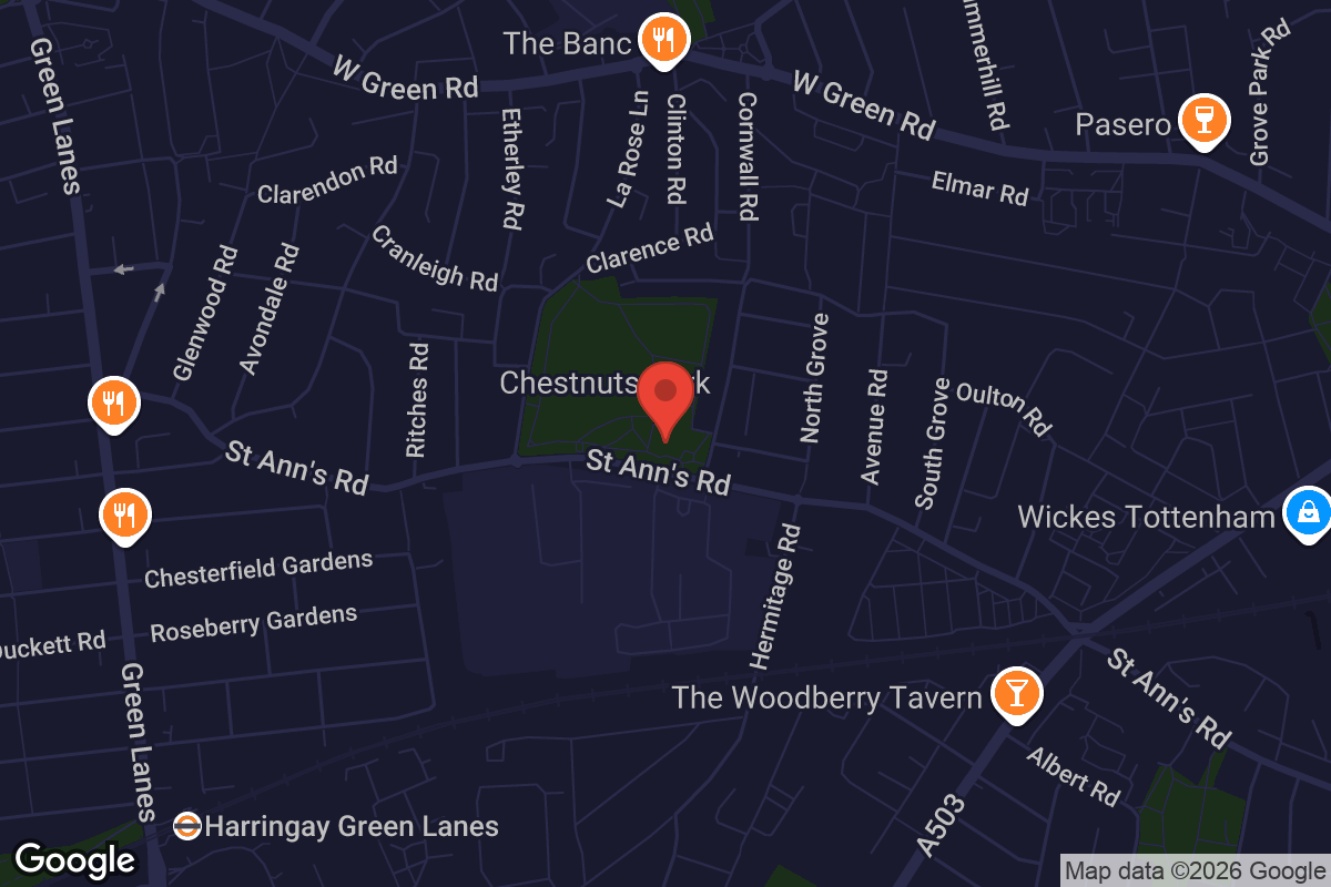 Map showing location of Chestnuts Community Centre