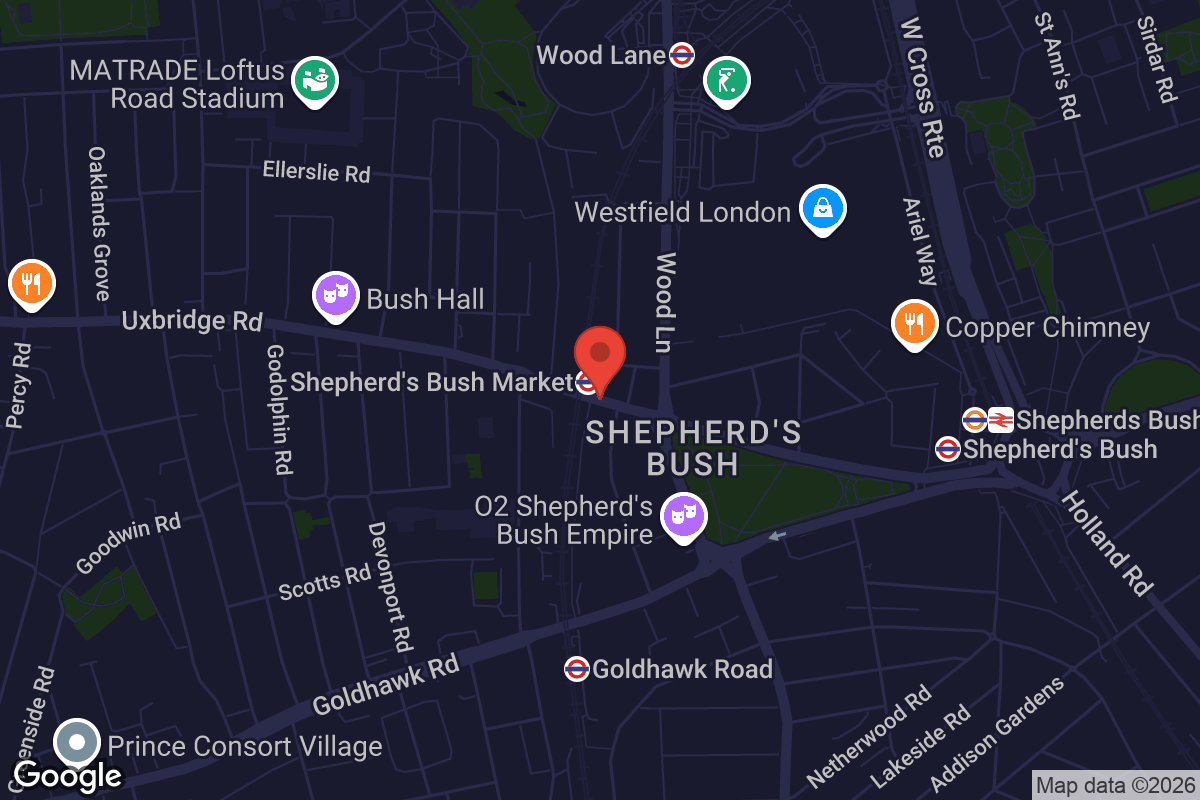 Map showing location of Bush Theatre