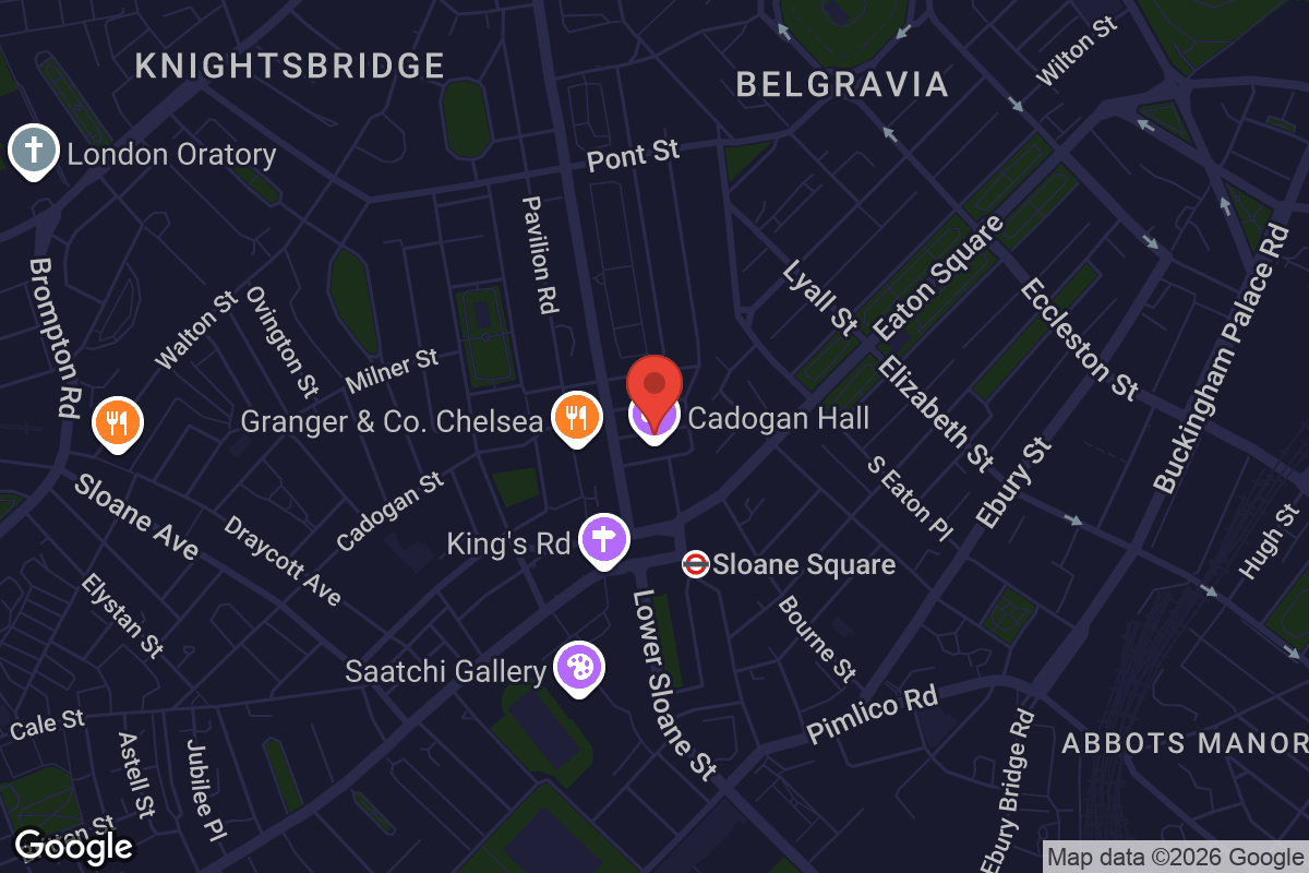 Map showing location of Cadogan Hall