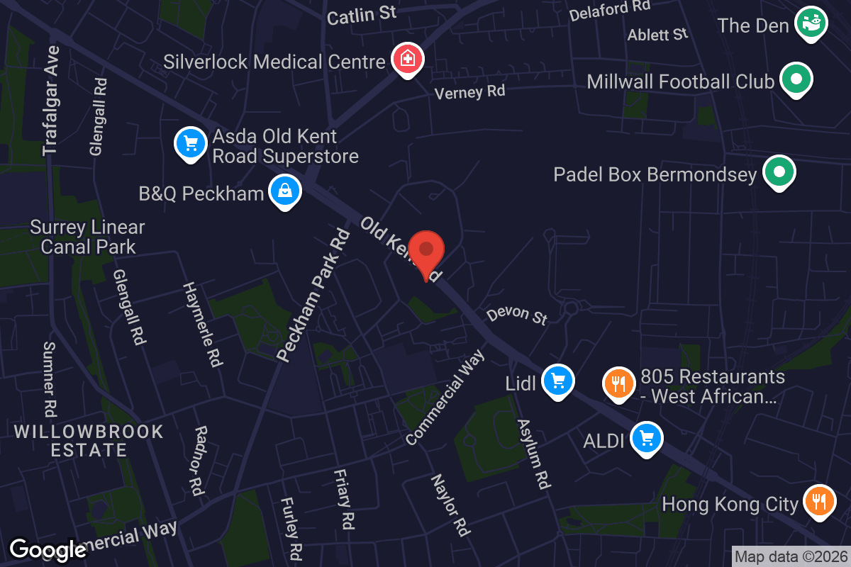 Map showing location of Christ Church Peckham