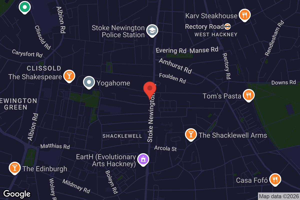 Map showing location of The Common Press Dalston