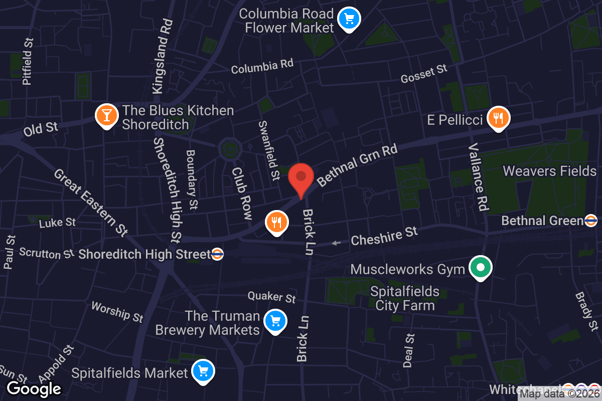 Map showing location of The Common Press Shoreditch