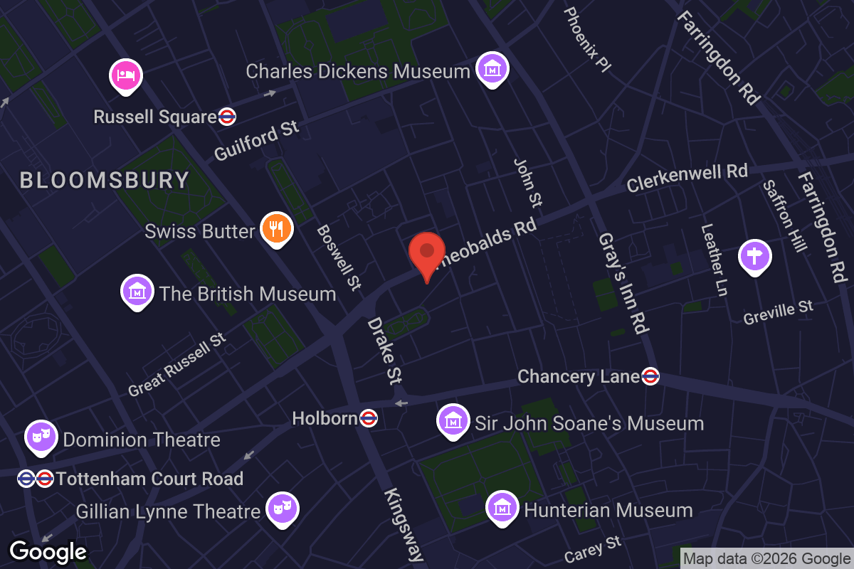 Map showing location of Conway Hall