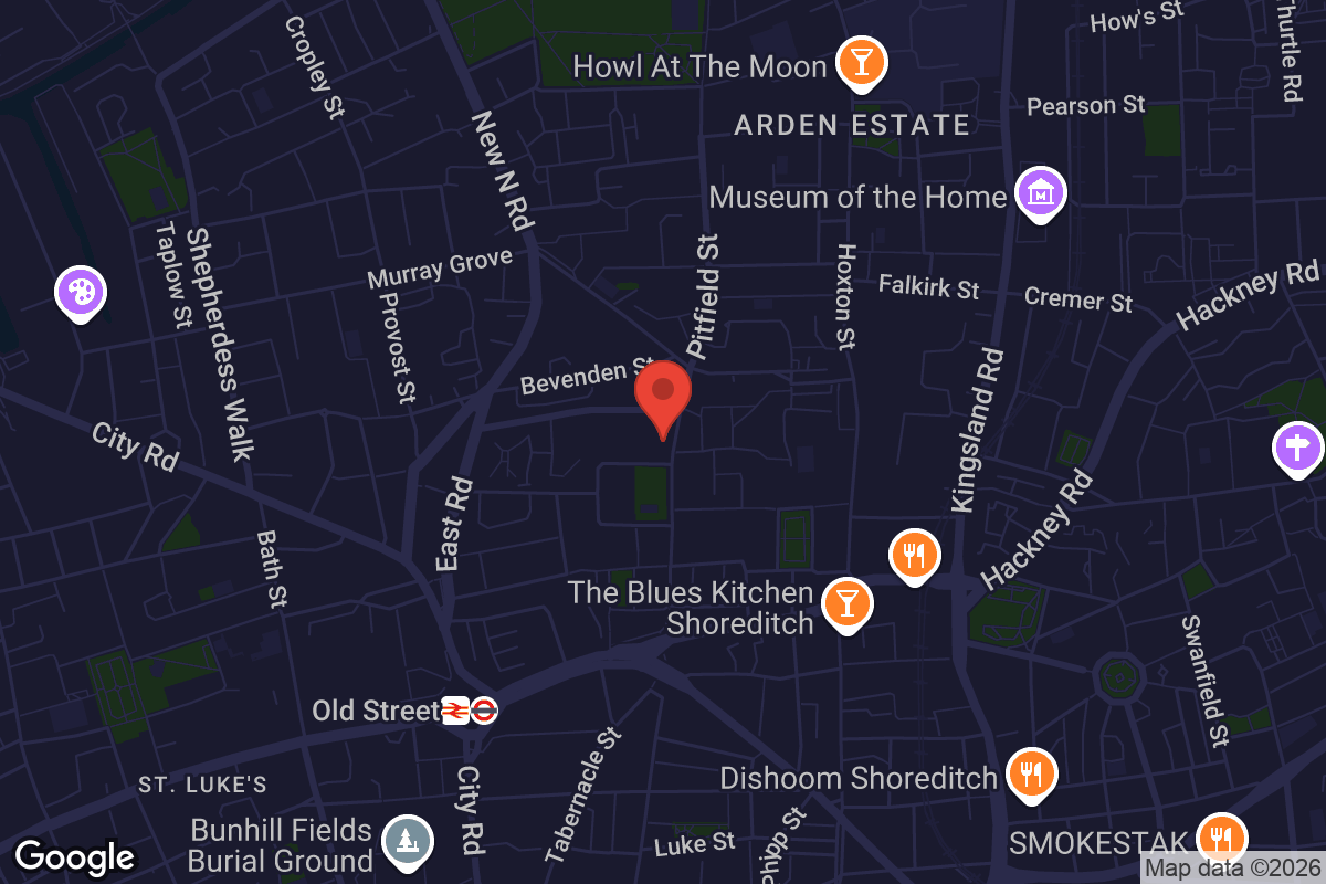 Map showing location of Curzon Hoxton