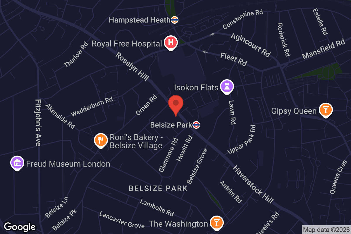 Map showing location of Everyman Belsize Park