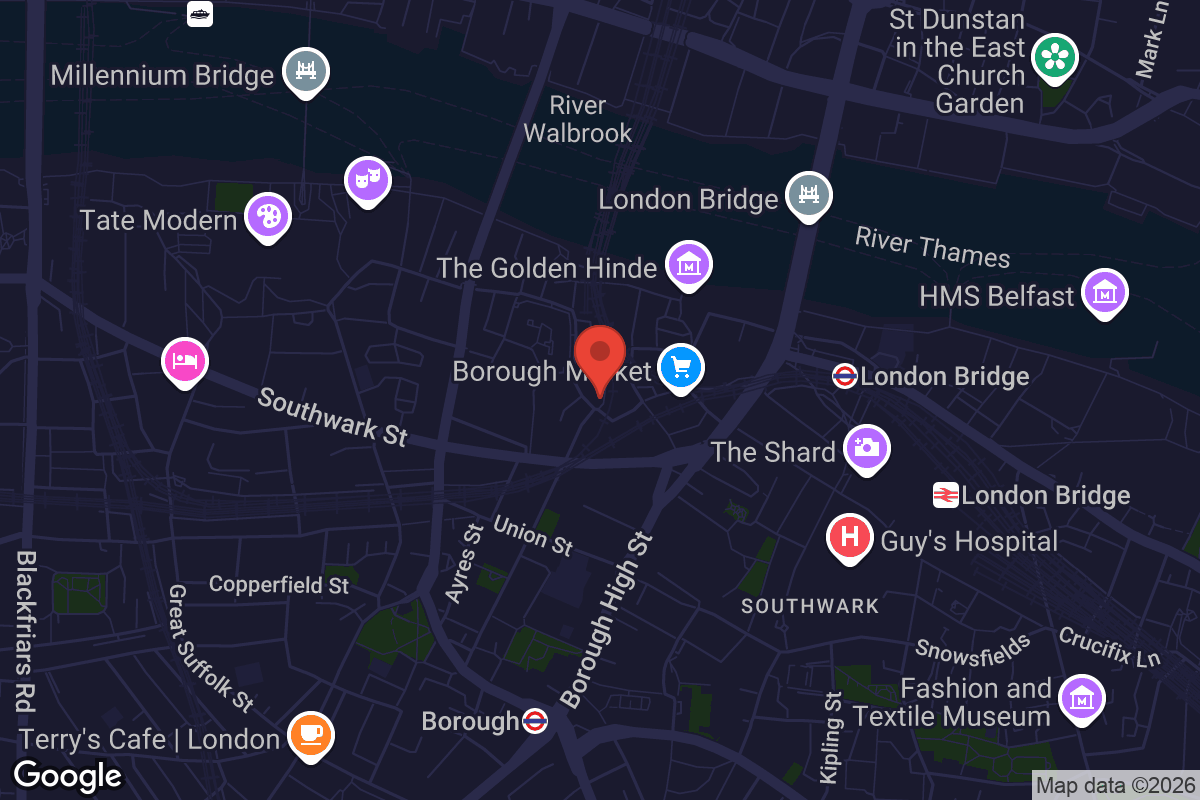 Map showing location of Everyman Borough Yards