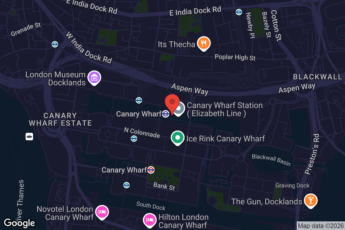 Map showing location of Everyman Canary Wharf