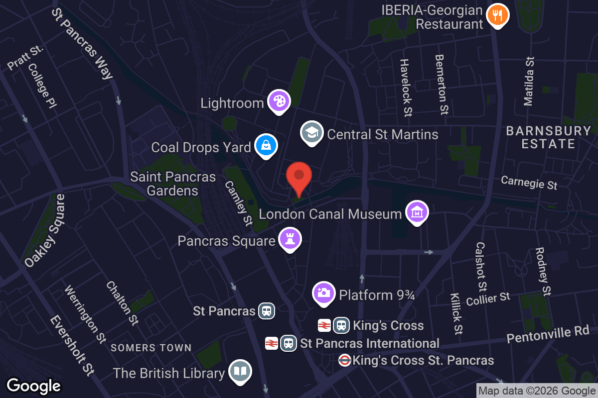 Map showing location of Everyman on the Canal at King's Cross
