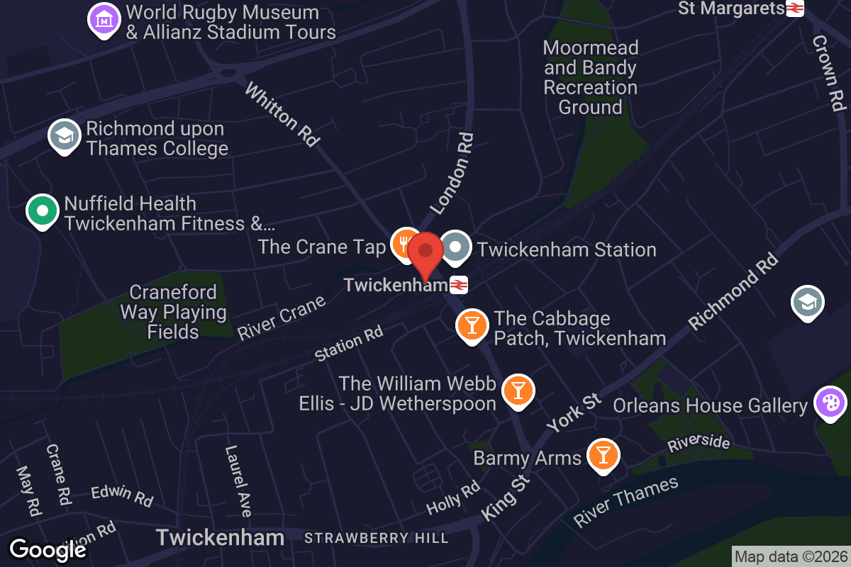 Map showing location of The Exchange Twickenham