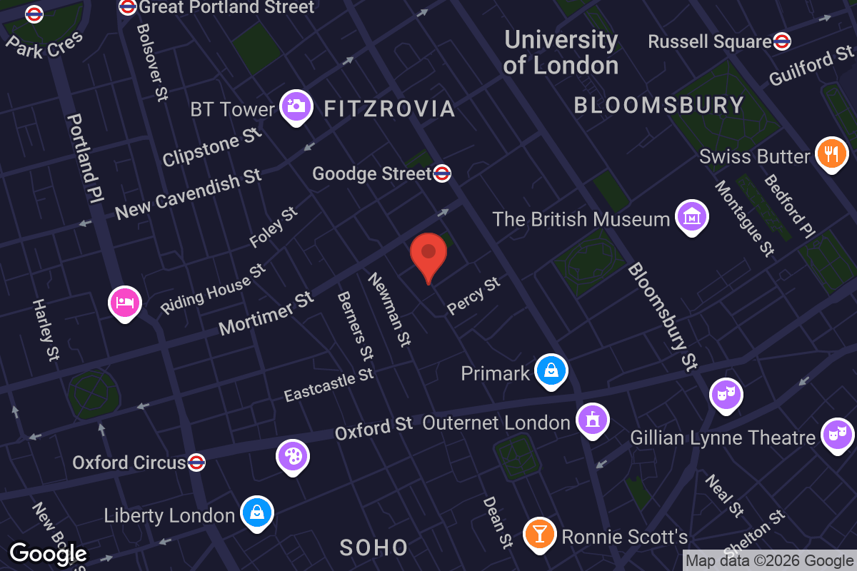 Map showing location of Firmdale Charlotte Street Hotel