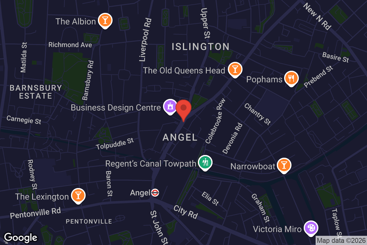 Map showing location of Frequency Coffee Camden Passage