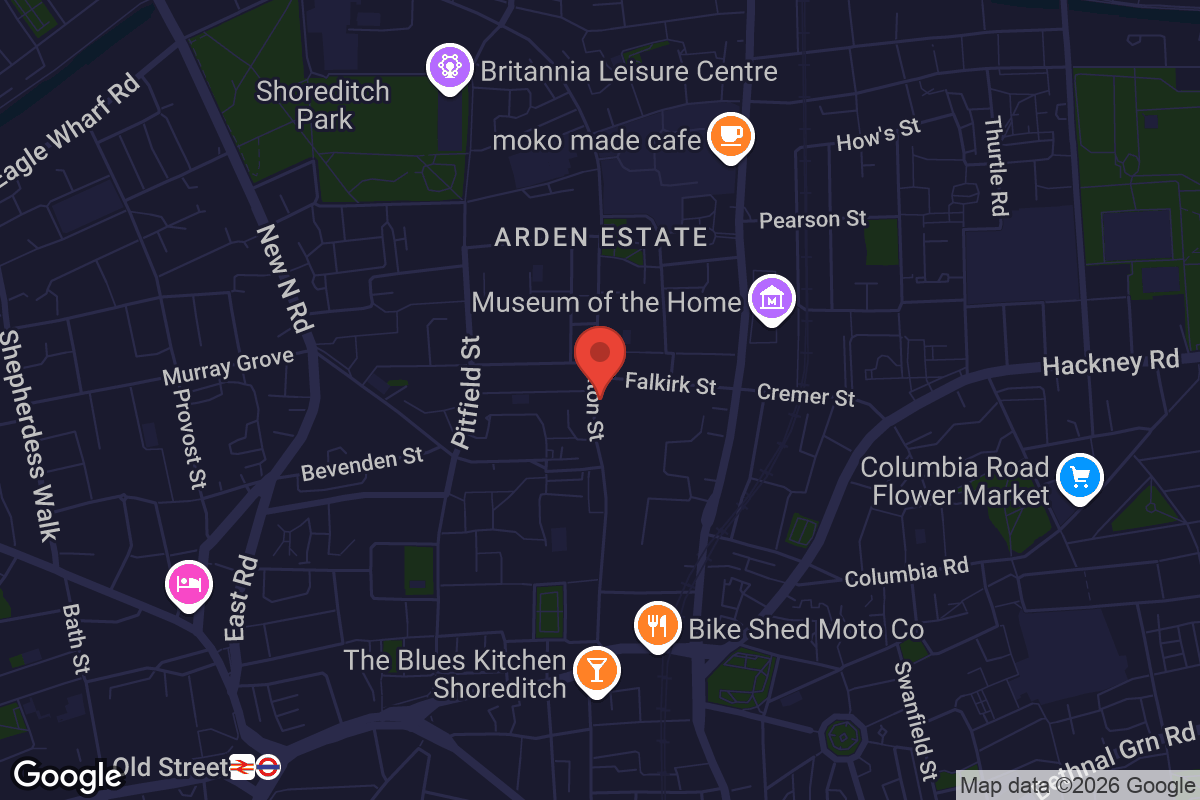 Map showing location of Shoreditch Library