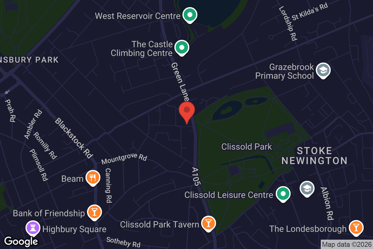Map showing location of Hackney Showroom