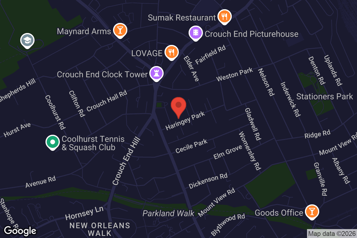 Map showing location of Hornsey Library
