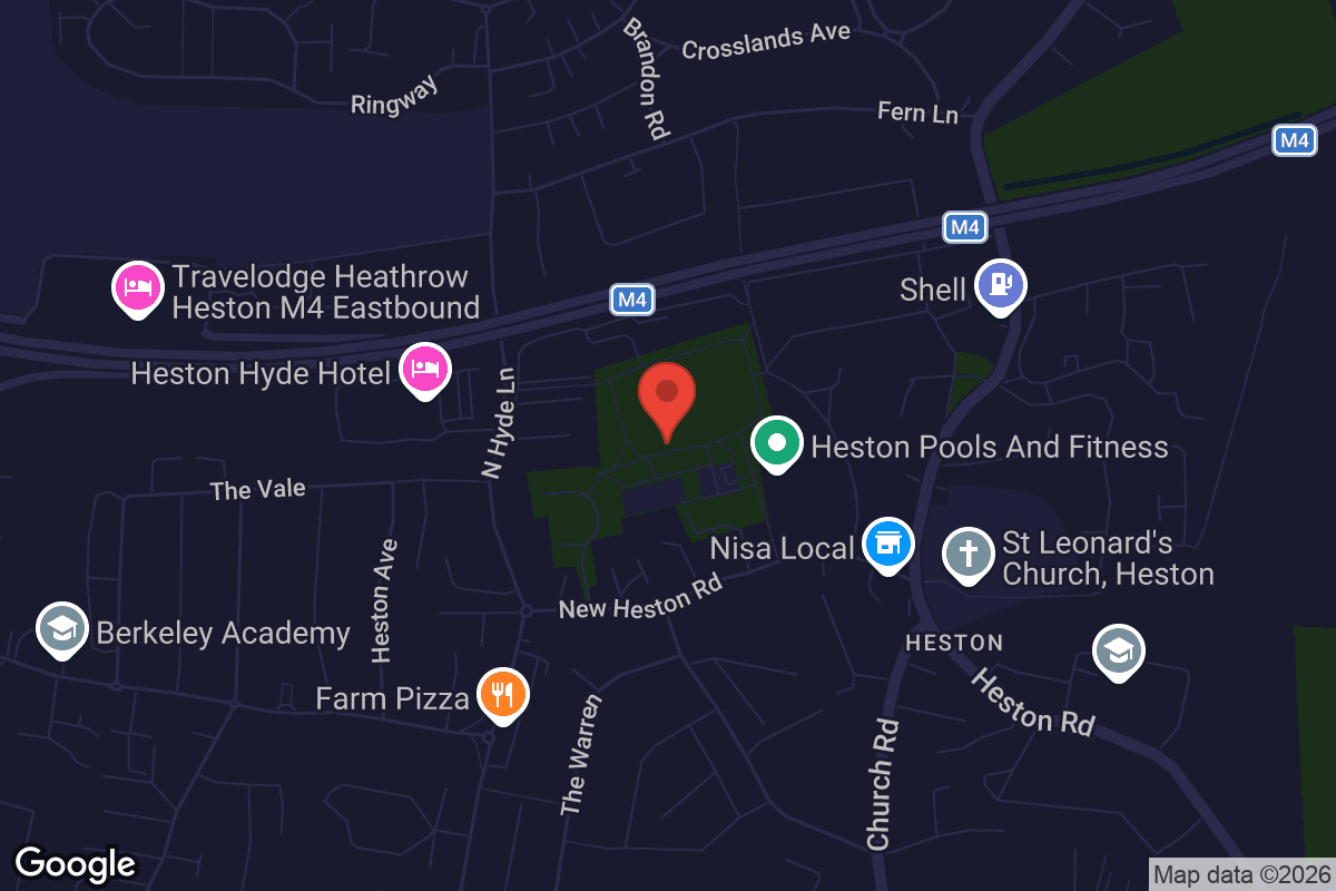 Map showing location of Heston Park
