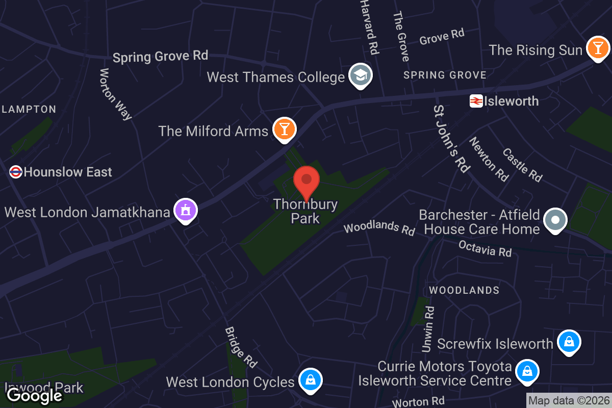 Map showing location of Thornbury Playing Fields