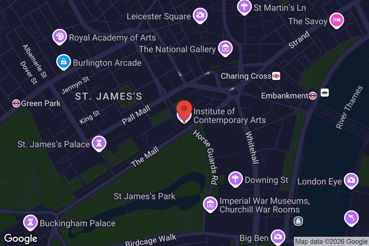 Map showing location of Institute of Contemporary Arts