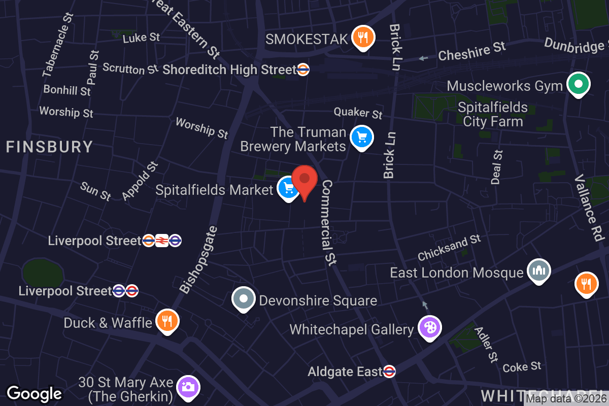 Map showing location of KERB Social Club