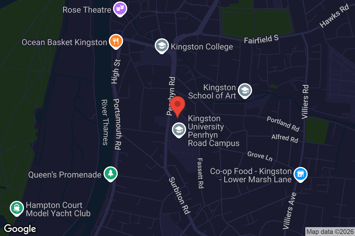 Map showing location of Kingston University Town House