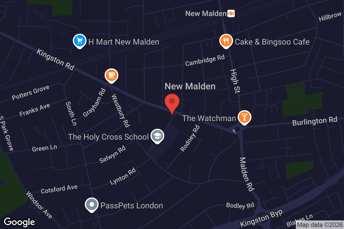 Map showing location of New Malden Library