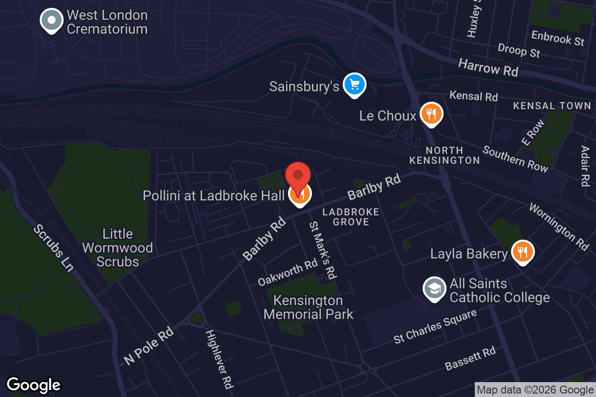 Map showing location of Ladbroke Hall