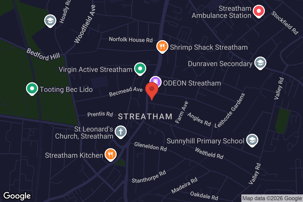 Map showing location of Streatham Library