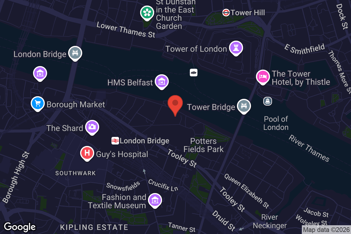 Map showing location of London Bridge City