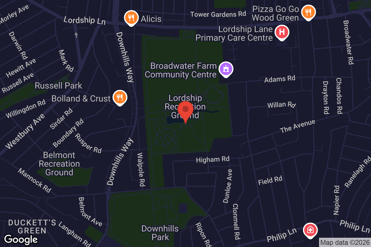 Map showing location of Lordship Hub Co-op