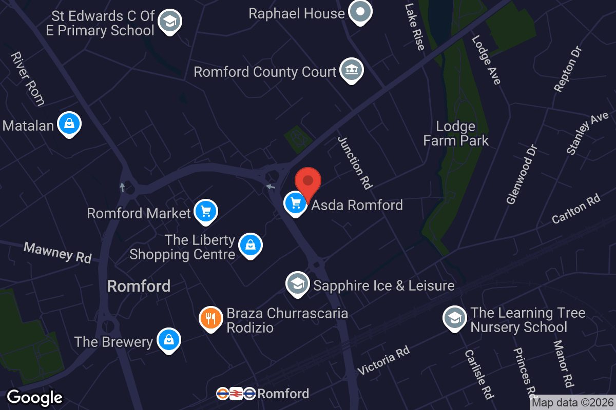 Map showing location of Lumiere Cinema Romford