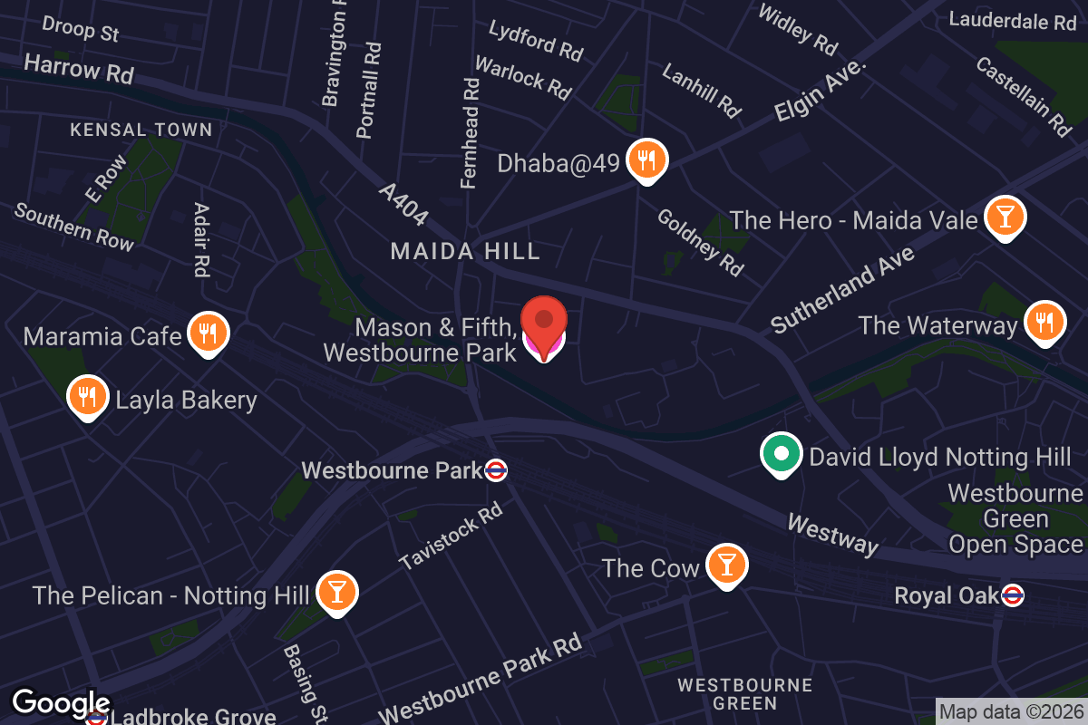 Map showing location of Mason & Fifth