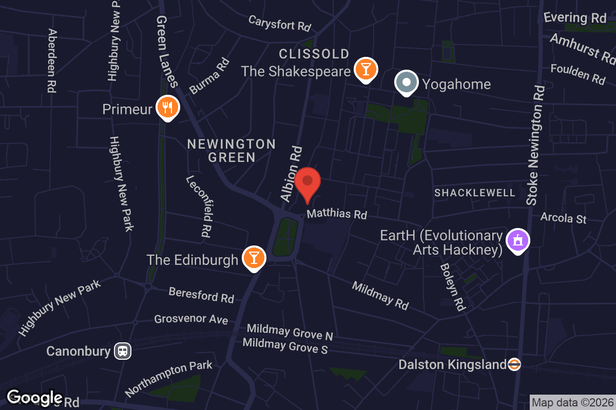 Map showing location of The Mildmay Club